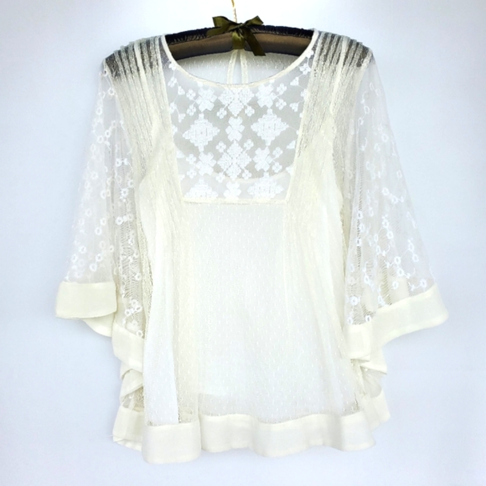 Zara Basic Sheer Beige Top (Size M)